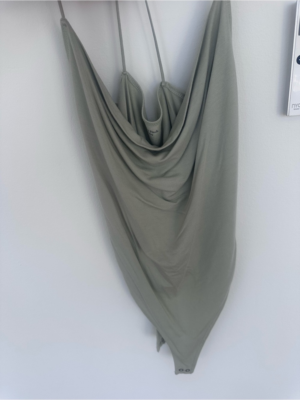 Mint Green Draped Bodysuit with Cowl Neck